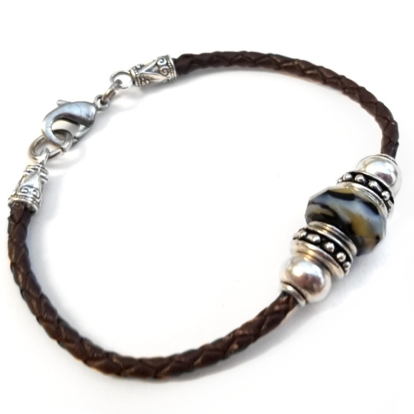 Glass & Silver Beaded Braided Bracelet - Picture 4 of 7